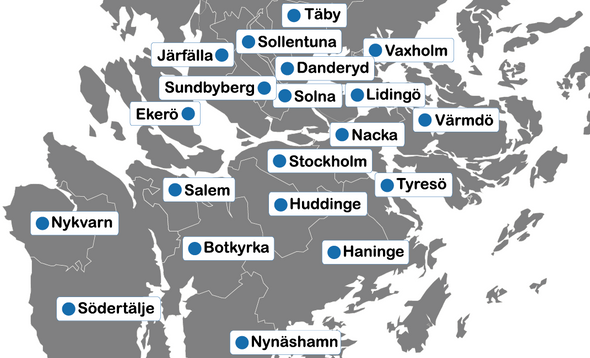 Mästerlås - Din akuta jour låssmed i Stockholm, Alby, Aspudden, Axelsberg, Bandhagen, Botkyrka, Bredäng, Farsta, Fittja, Enskede, Gullmarsplan, Hallunda, Hammarby, Haninge, Huddinge, Hägersten, Högdalen, Hökarängen, Johanneshov, Järna, Liljeholmen, Nynäshamn, Rågsved, Rönninge, Salem, Sandsborg, Skogås, Skärholmen, Skärmarbrink, Sorund, Stureby, Söderort, Södertälje, Trångsund, Tumba, Tungelsta, Vårberg, Vårby, Väster Haninge, Västertorp, Årsta, Älvsjö och Örnsberg.